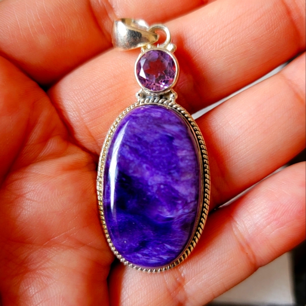 Charoite/Amethyst Pendant
